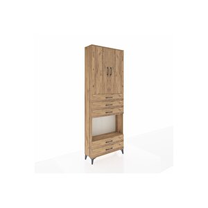Arges Dolap 4 Raflı 5 Çekmeceli 2 Kapaklı 88x30x243 Çam-çam