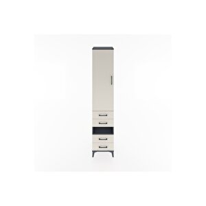 Hyperion Dolap 3 Raflı 4 Çekmeceli Tek Askılı 44x44x221 Antrasit-aytaşı