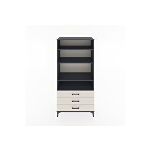 Hyperion Dolap Tek Raflı 7 Çekmeceli 88x44x182 Antrasit-aytaşı