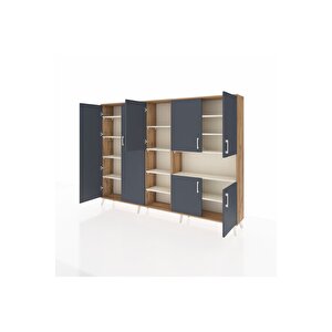 Arges Dolap 13 Raflı 7 Kapaklı 220x30x163 Çam-antrasit/aytaşı