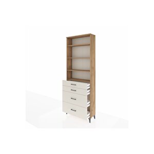 Arges Dolap 4 Raflı 4 Çekmeceli 88x30x243 Çam-aytaşı