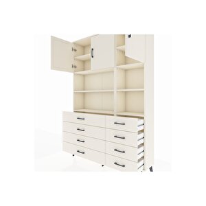 Arges Gardrop 8 Raflı 8 Çekmeceli 3 Kapaklı 132x30x195 Aytaşı-aytaşı