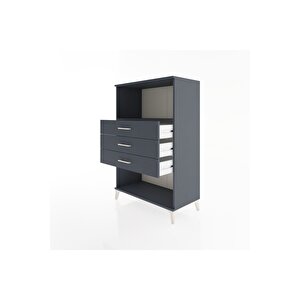 Hyperion Dolap Tek Raflı 3 Çekmeceli 88x44x134 Antrasit-antrasit