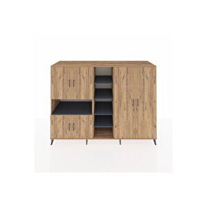 Kronos Dolap 13 Raflı 6 Kapaklı 220x59x163 Çam-çam/antrasit