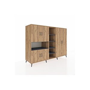 Kronos Dolap 13 Raflı 6 Kapaklı 220x59x163 Çam-çam/antrasit