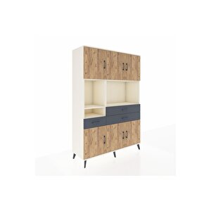 Hyperion Dolap 9 Raflı 3 Çekmeceli 6 Kapaklı 132x44x195 Aytaşı-çam/antrasit