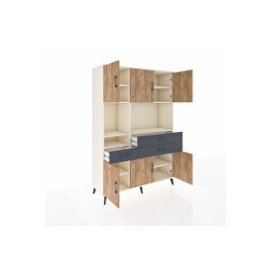 Hyperion Dolap 9 Raflı 3 Çekmeceli 6 Kapaklı 132x44x195 Aytaşı-çam/antrasit