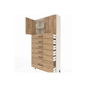 Arges Dolap 2 Raflı 6 Çekmeceli 2 Kapaklı 88x30x182 Aytaşı-çam