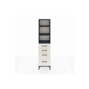 Arges Dolap 3 Raflı 4 Çekmeceli 44x30x182 Antrasit-aytaşı