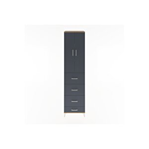 Hyperion Dolap 3 Raflı 4 Çekmeceli 2 Kapaklı 60x44x243 Çam-antrasit