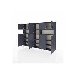 Arges Dolap 14 Raflı 10 Kapaklı 220x30x163 Antrasit-antrasit