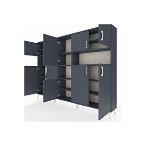 Arges Dolap 14 Raflı 10 Kapaklı 220x30x163 Antrasit-antrasit