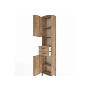 Arges Dolap 4 Raflı 2 Çekmeceli 2 Kapaklı 44x30x221 Çam-çam