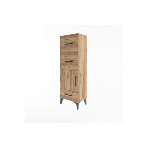 Arges Dolap Tek Raflı 3 Çekmeceli Tek Kapaklı 44x30x134 Çam-çam