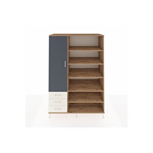 Kronos Dolap 9 Raflı 3 Çekmeceli 3 Kapaklı 132x59x195 Çam-antrasit/aytaşı