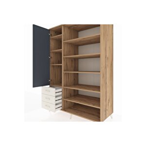 Kronos Dolap 9 Raflı 3 Çekmeceli 3 Kapaklı 132x59x195 Çam-antrasit/aytaşı