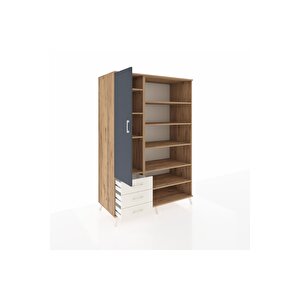 Kronos Dolap 9 Raflı 3 Çekmeceli 3 Kapaklı 132x59x195 Çam-antrasit/aytaşı