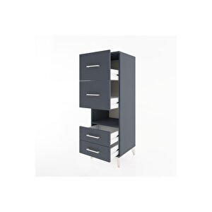 Hyperion Dolap Tek Raflı 4 Çekmeceli 44x44x134 Antrasit-antrasit