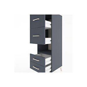 Hyperion Dolap Tek Raflı 4 Çekmeceli 44x44x134 Antrasit-antrasit