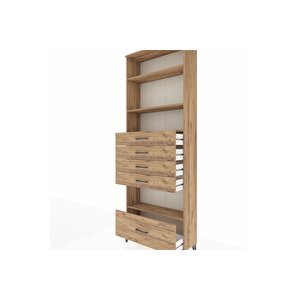 Arges Dolap 4 Raflı 5 Çekmeceli 88x30x243 Çam-çam
