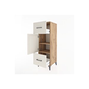 Hyperion Dolap 2 Raflı 2 Çekmeceli Tek Kapaklı 44x44x134 Çam-aytaşı