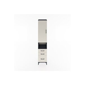 Hyperion Dolap 4 Raflı 3 Çekmeceli Tek Kapaklı 44x44x221 Antrasit-aytaşı