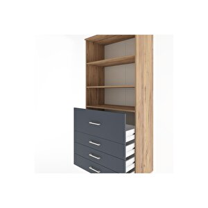 Hyperion Dolap 3 Raflı 4 Çekmeceli 88x44x195 Çam-antrasit