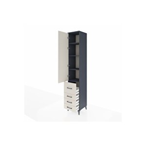 Hyperion Dolap 4 Raflı 4 Çekmeceli Tek Kapaklı 44x44x243 Antrasit-aytaşı