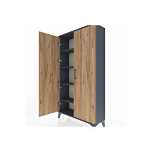 Arges Dolap 4 Raflı 2 Kapaklı 88x30x163 Antrasit-çam