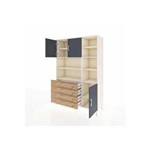Hyperion Dolap 9 Raflı 4 Çekmeceli 3 Kapaklı 132x44x195 Aytaşı-antrasit/çam