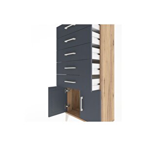 Arges Dolap 5 Raflı 2 Kapaklı 60x30x134 Çam-antrasit