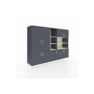 Hyperion Dolap 14 Raflı 9 Kapaklı 220x44x163 Antrasit-antrasit/aytaşı