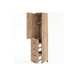 Hyperion Dolap 2 Raflı 4 Çekmeceli Tek Askılı 44x44x221 Çam-çam