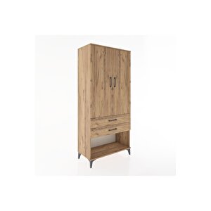 Hyperion Dolap 4 Raflı 2 Çekmeceli 2 Kapaklı 88x44x195 Çam-çam