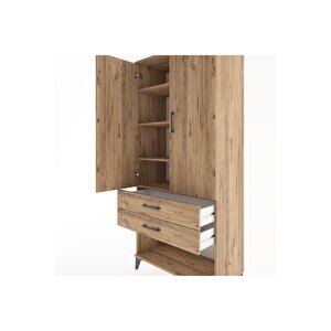 Hyperion Dolap 4 Raflı 2 Çekmeceli 2 Kapaklı 88x44x195 Çam-çam