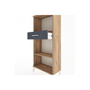 Hyperion Dolap 2 Raflı Tek Çekmeceli 60x44x134 Çam-antrasit