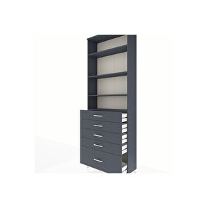 Arges Dolap 4 Raflı 5 Çekmeceli 88x30x243 Antrasit-antrasit
