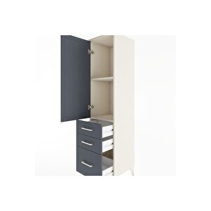 Hyperion Dolap 2 Raflı 3 Çekmeceli Tek Kapaklı 44x44x182 Aytaşı-antrasit