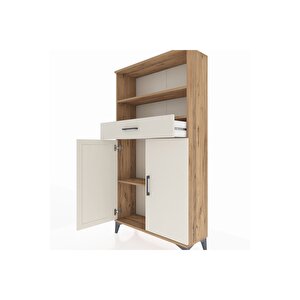 Arges Dolap 3 Raflı Tek Çekmeceli 2 Kapaklı 88x30x163 Çam-aytaşı