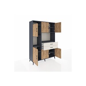 Hyperion Dolap 8 Raflı 2 Çekmeceli 6 Kapaklı 132x44x195 Antrasit-çam/aytaşı