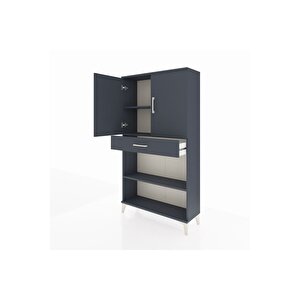 Arges Dolap 3 Raflı Tek Çekmeceli 2 Kapaklı 88x30x163 Antrasit-antrasit