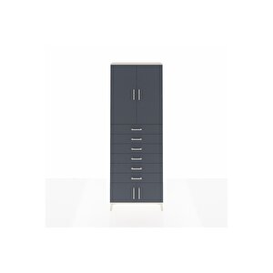 Arges Dolap 3 Raflı 6 Çekmeceli 4 Kapaklı 88x30x243 Aytaşı-antrasit
