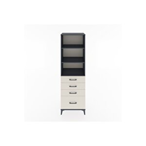 Hyperion Dolap 3 Raflı 4 Çekmeceli 60x44x195 Antrasit-aytaşı