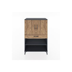 Hyperion Dolap 3 Raflı Tek Çekmeceli 2 Kapaklı 88x44x134 Antrasit-çam