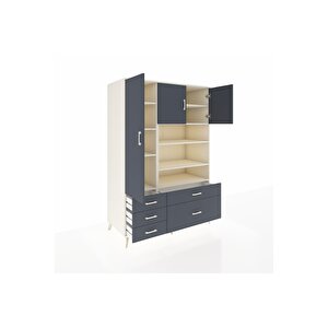 Kronos Dolap 9 Raflı 5 Çekmeceli 3 Kapaklı 132x59x195 Aytaşı-antrasit/antrasit