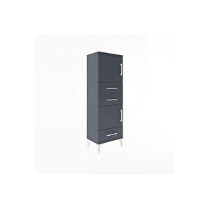 Arges Dolap 2 Raflı 3 Çekmeceli 2 Kapaklı 44x30x134 Antrasit-antrasit