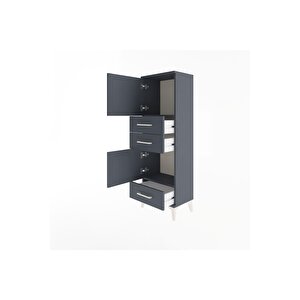 Arges Dolap 2 Raflı 3 Çekmeceli 2 Kapaklı 44x30x134 Antrasit-antrasit