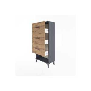 Arges Dolap 3 Çekmeceli 60x30x134 Antrasit-çam