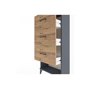 Arges Dolap 3 Çekmeceli 60x30x134 Antrasit-çam