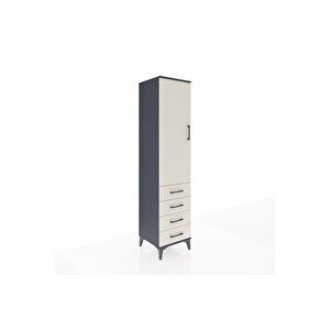 Hyperion Dolap 4 Raflı 4 Çekmeceli Tek Kapaklı 44x44x195 Antrasit-aytaşı